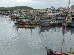 Ghana, Elmina, fishing boats in the harbor