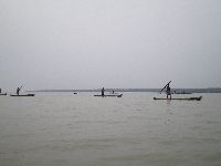 Bopa, Benin, Lake Aheme, fishermen and boats