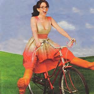 Tina Fey bicycling