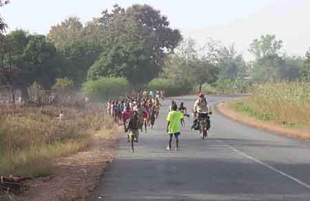 Bicycle Africa cheered on by local children