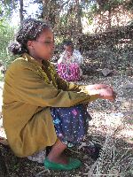 Preparing fiber, Plowshares Women's Craft Training Center, Woleka, Ethiopia