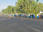 Tuk Tuks lined up for gas, Bahir Dar, Ethiopia