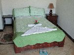 Hotel bed with rose, Shire, Tiigray, Ethiopia