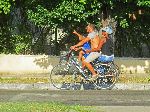 Father, mother and son on a bicycle outing, Vedado, Cuba