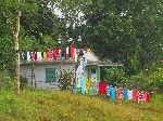 Colorful laundry hanging out to dry, Cuba
