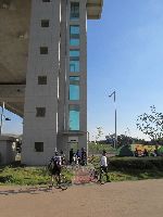 Elevator for bicyclists to access bridge, Ara Canal, Korea