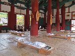 Interior with low table, Mansye-ru pavilion, Seonunsa, Korea