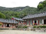 Buildings and hills, Seonunsa (temple), Korea