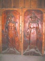 Carved doors in the Swinomish Longhouse
