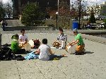 Playing Korean drum, Cal Anderson Park, Seattle
