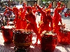 Lion dancing troupe at business opening, Saigon