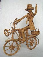 Woven cane bicycle sculpture from Malawi.